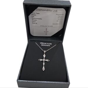 🔹️Diamondlite LTD 🔹️Sterling Silver Moissanite MARQUIS .48 CaratCross Necklace